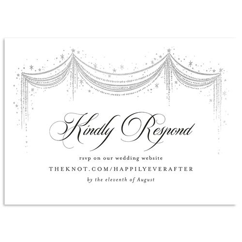 Fairytale Luxury Foil Wedding Response Cards Silver Pure White Signature Standard