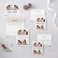Classically Gilded Save the Date Petite Cards Pure White Signature smooth Blank No Standard