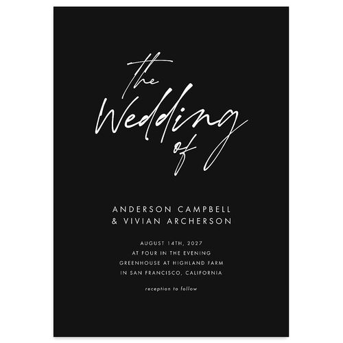 Simply Script Wedding Invitations Charcoal Signature Blank No Standard