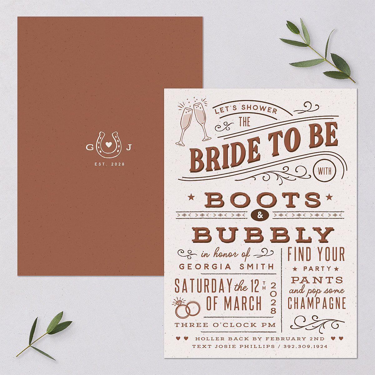 Western I Do BBQ Bridal Shower Invitations Saddle Signature Blank Standard