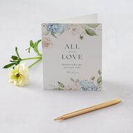 Elegant Peonies and Hydrangeas Thank You Cards Baby Blue