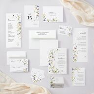 Delicate Wildflower Wedding Invitations Pure White Signature Blank No Standard