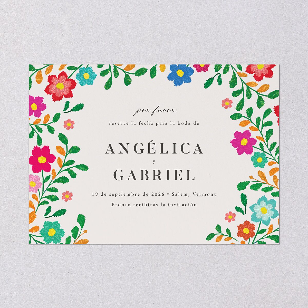 Bordados Florales Save The Date Cards Off-White Signature smooth Blank No