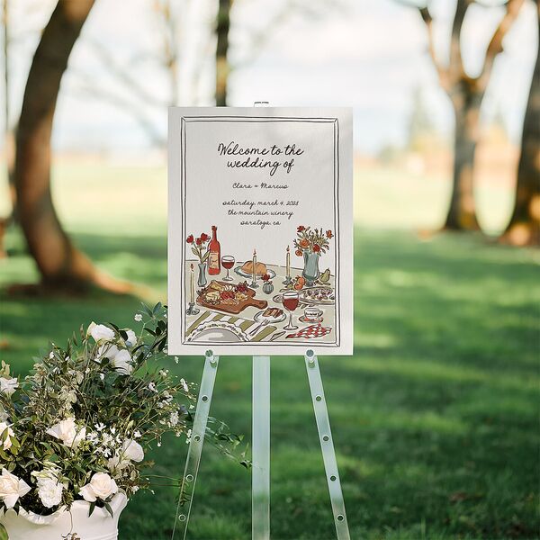 Hand Drawn Tablescape Standard Welcome Sign Medium Linen Standard Indoor Foam Core M Welcome