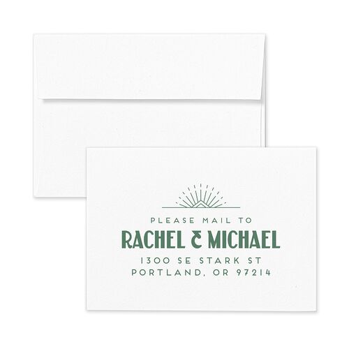 Vintage Art Deco Photo Response Card Envelopes Eucalyptus Blue Return Address Signature Standard