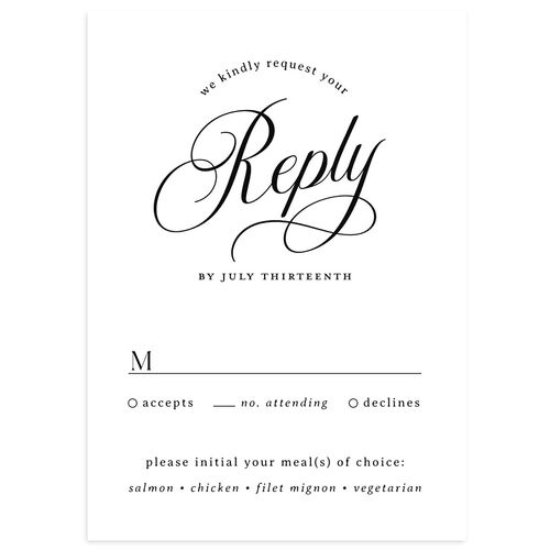 Elegant Hollywood Calligraphy Wedding Response Cards Licorice Signature Standard