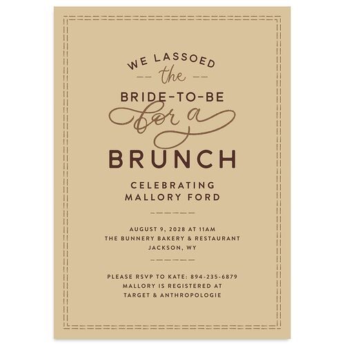 Western Denim Bridal Shower Invitations Tan Signature Blank Standard