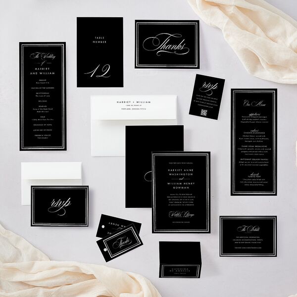Polished Frame Wedding Response Cards Silver Licorice Signature Standard