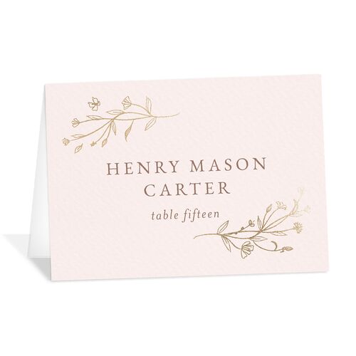 Gilded Monogram Place Cards Gold Pink Cotton Signature