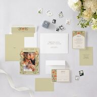 Vintage Nouveau Floral Save The Date Cards Pear Signature smooth Blank No Standard