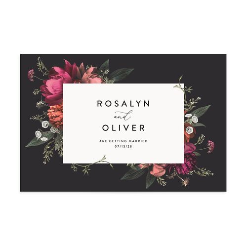 Blooming Botanical Save the Date Postcards Midnight