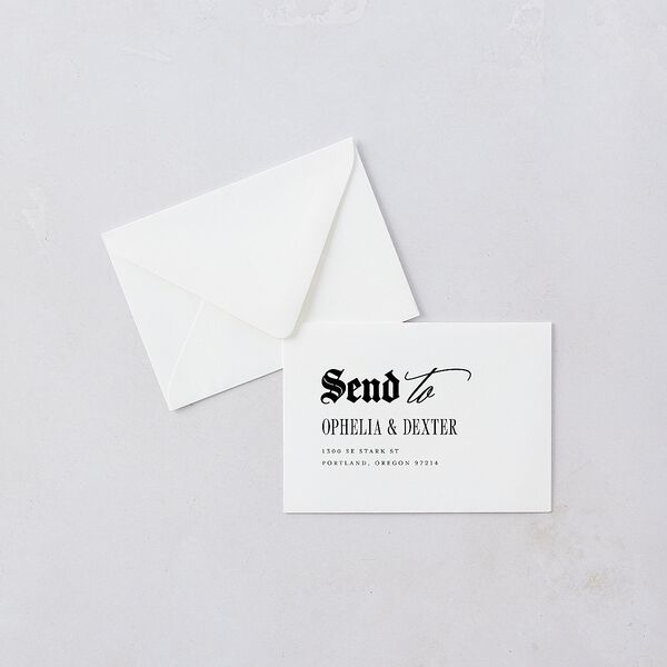 Til Death Gothic Photo Response Card Euro Envelopes White Sand Return Address Luxe
