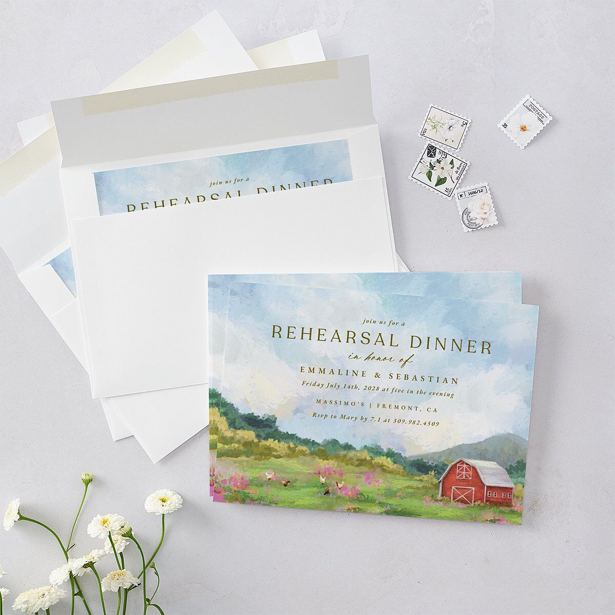 Western Barn Rehearsal Dinner Invitations Red Clay Signature Blank Standard