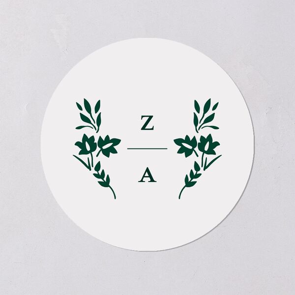 Rustic Kingdom Wedding Stickers Dark Green Circle