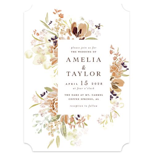 In Bloom Wedding Invitations Blush Signature Blank No Ticket