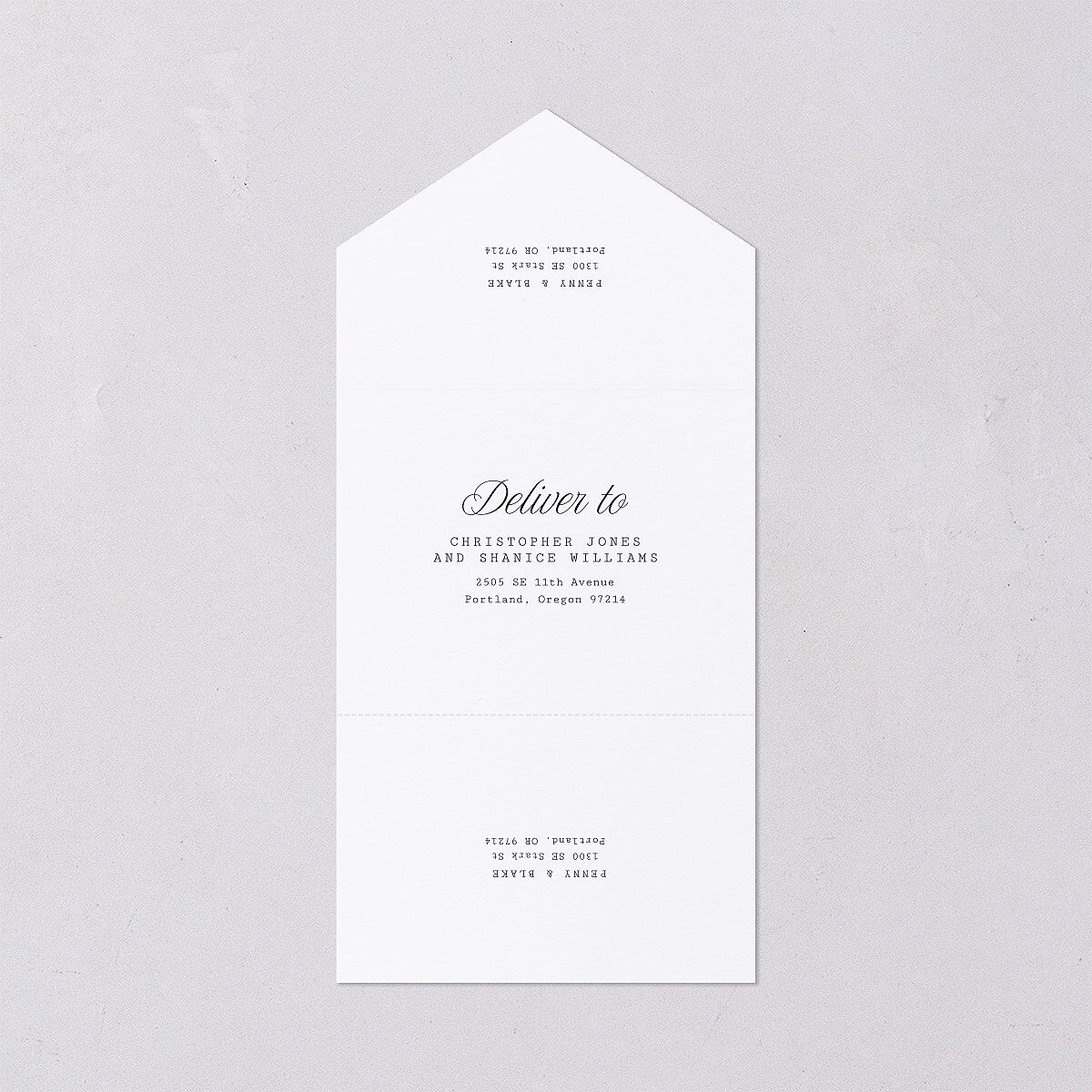 Vintage Script All-in-One Wedding Invitations Midnight Signature Light Both Recipient and Return Addresses No