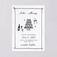 Hand Drawn Cake Wedding Invitations Pure White Signature Blank No Standard
