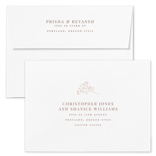 Baby's Breath Rehearsal Dinner Invitation Envelopes White Blossom Both Recipient and Return Addresses Signature Standard