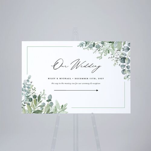 Gorgeous Greenery Standard Direction Sign Large Pure White Standard Outdoor Corrugated L Direction