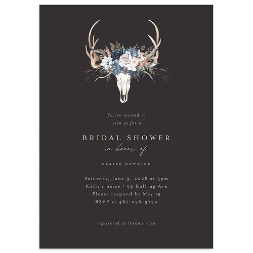 Gothic Antlers Bridal Shower Invitations Slate Signature Blank Standard