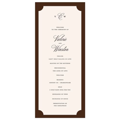 Elegant Eclectic Wedding Programs Walnut Signature