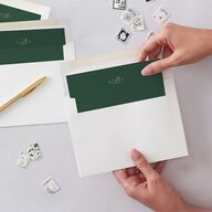 Classic Monogram First Christmas Envelope Liners Dark Emerald Standard