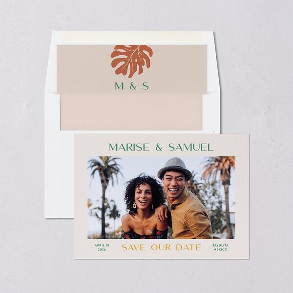 Impressionist Paradise Save the Date Cards Rose Gold Signature smooth Blank No Standard