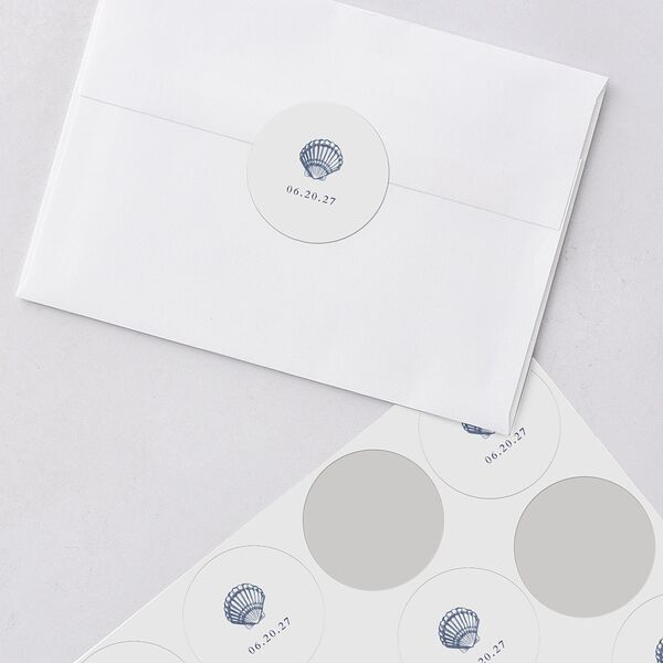 Classic Shell Wedding Stickers Royal Blue