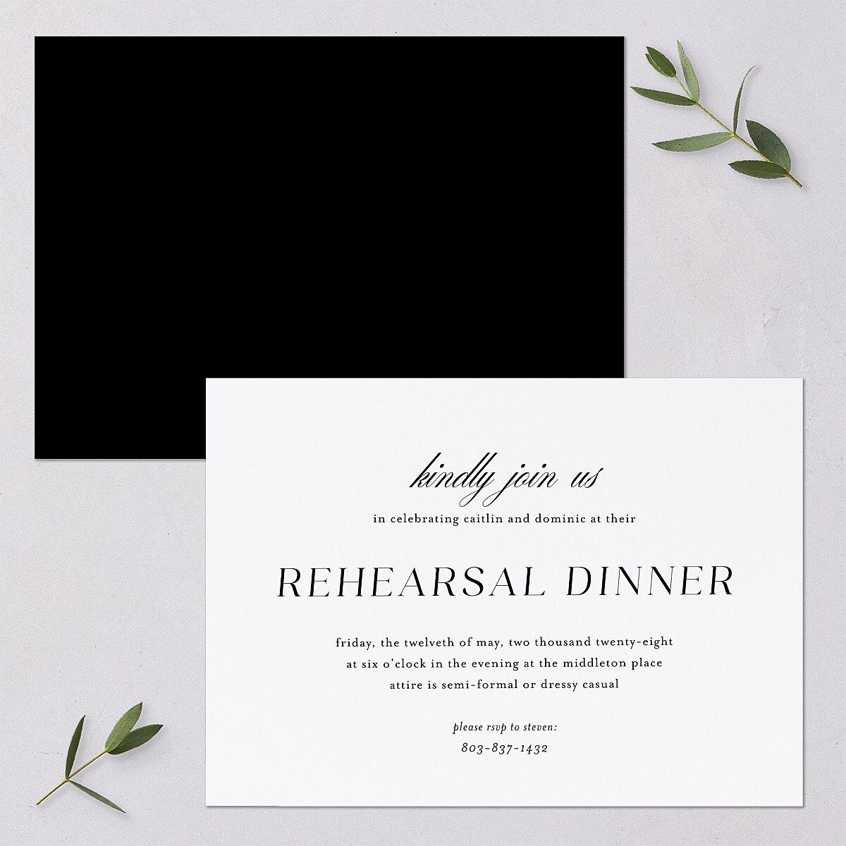 Classic Flourish Rehearsal Dinner Invitations — view 1