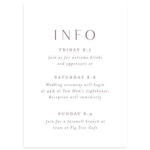 Side Panel Wedding Enclosure Cards Mauve Signature Standard