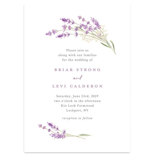 Elegant Farmhouse Lavender Wedding Invitations Lavender Signature Blank No Standard