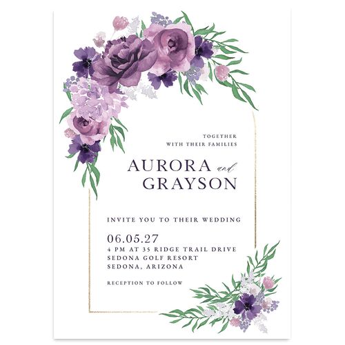 Bohemian Arch Foil Wedding Invitations Gold Plum Signature Blank No Standard