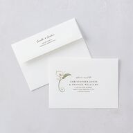 Calla Lily Nouveau Rehearsal Dinner Invitation Envelopes Champagne Standard White Both Recipient and Return Addresses Signature