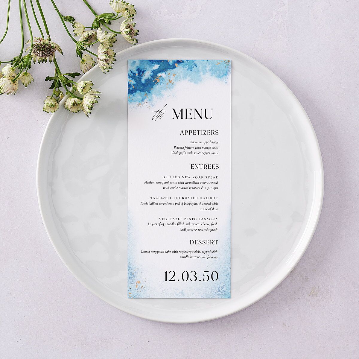 Painted Ethereal Menus Aquamarine Signature