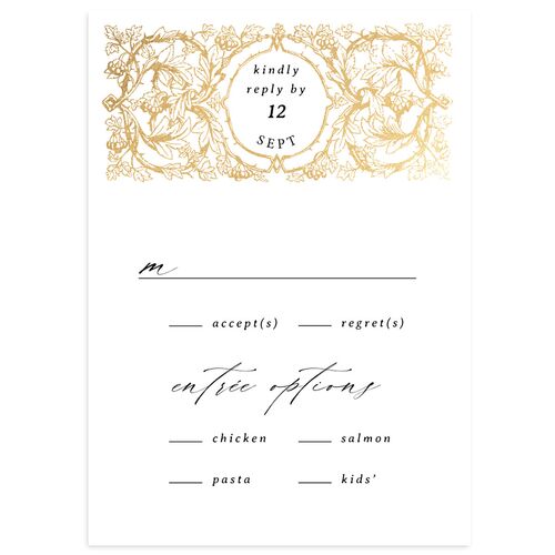 Vintage Toile Foil Wedding Response Cards Gold Licorice Signature Standard