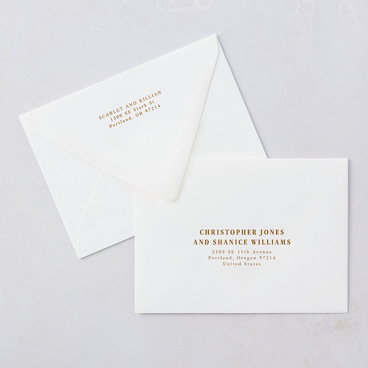 Elegant Minimalist Photo Save The Date Card Euro Envelopes White Saddle Both Recipient and Return Addresses Luxe Signature