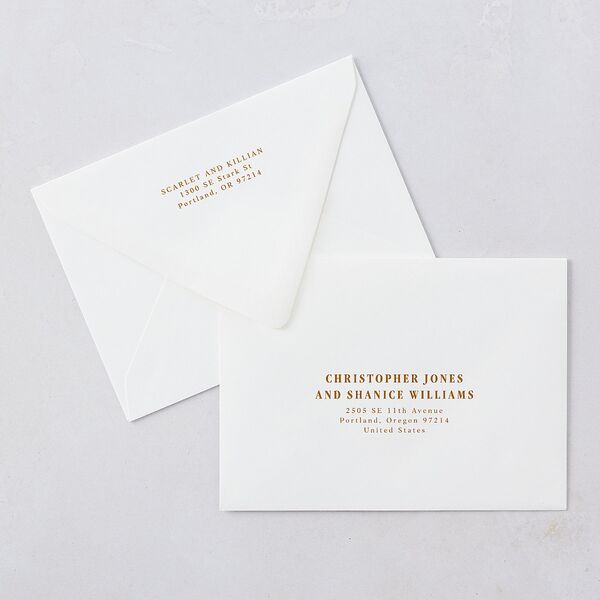 Elegant Minimalist Photo Save The Date Card Euro Envelopes White Saddle Both Recipient and Return Addresses Luxe Signature