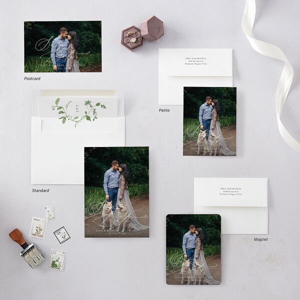 Curved Garland Save The Date Magnets Pure White Magnet Paper