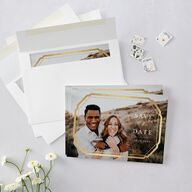 Eucalyptus Frame Foil Save The Date Cards Gold Pure White Signature smooth Blank No Standard