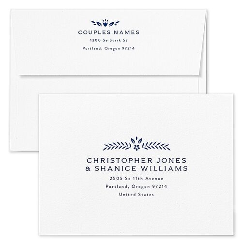 Papel Picado Wedding Invitation Envelopes Blue Standard Navy Both Recipient and Return Addresses Signature