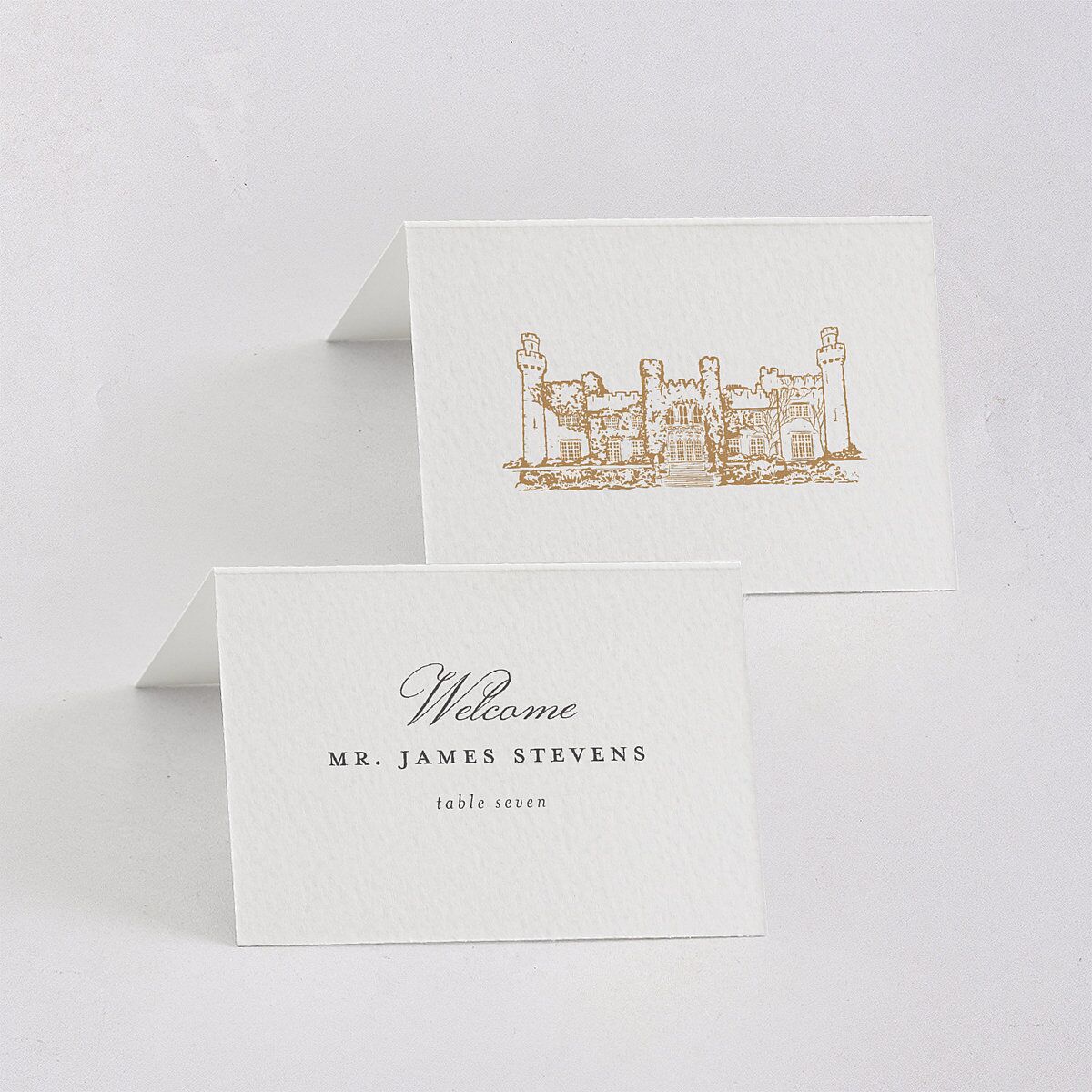 Medieval Castle Place Cards Almond Signature
