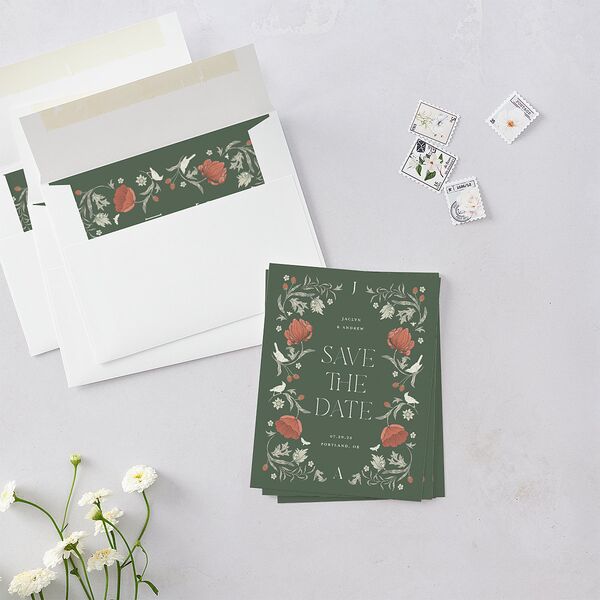 Crafted Garden Save the Date Petite Cards Deep Olive Signature smooth Blank No