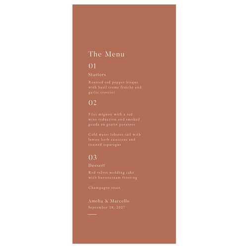 Rustic Monogram Menus Copper Signature