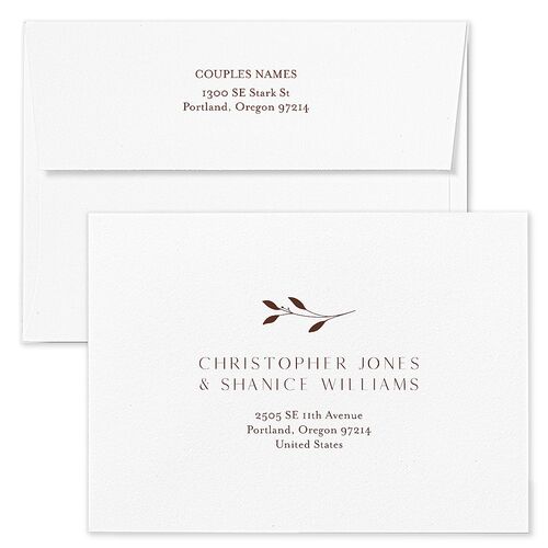 Gilded Sprigs Rehearsal Dinner Invitation Envelopes Rose Copper Recipient Address Signature Standard