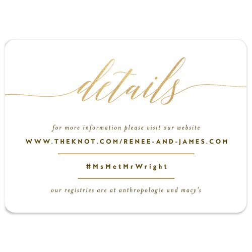 We Do Foil Wedding Event Detail Cards Gold Umber Signature Rounded