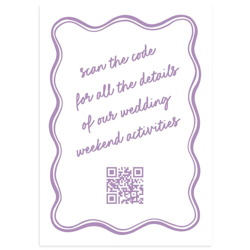 Modern Hand Drawn Wavy Frame Wedding Enclosure Cards French Violet Signature Standard