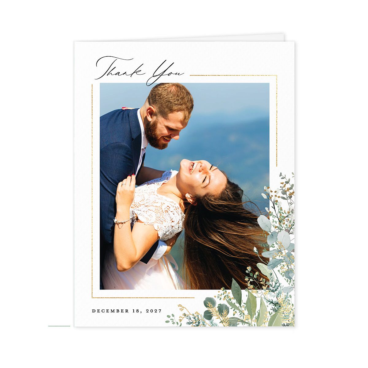 Shining Greenery Thank You Cards