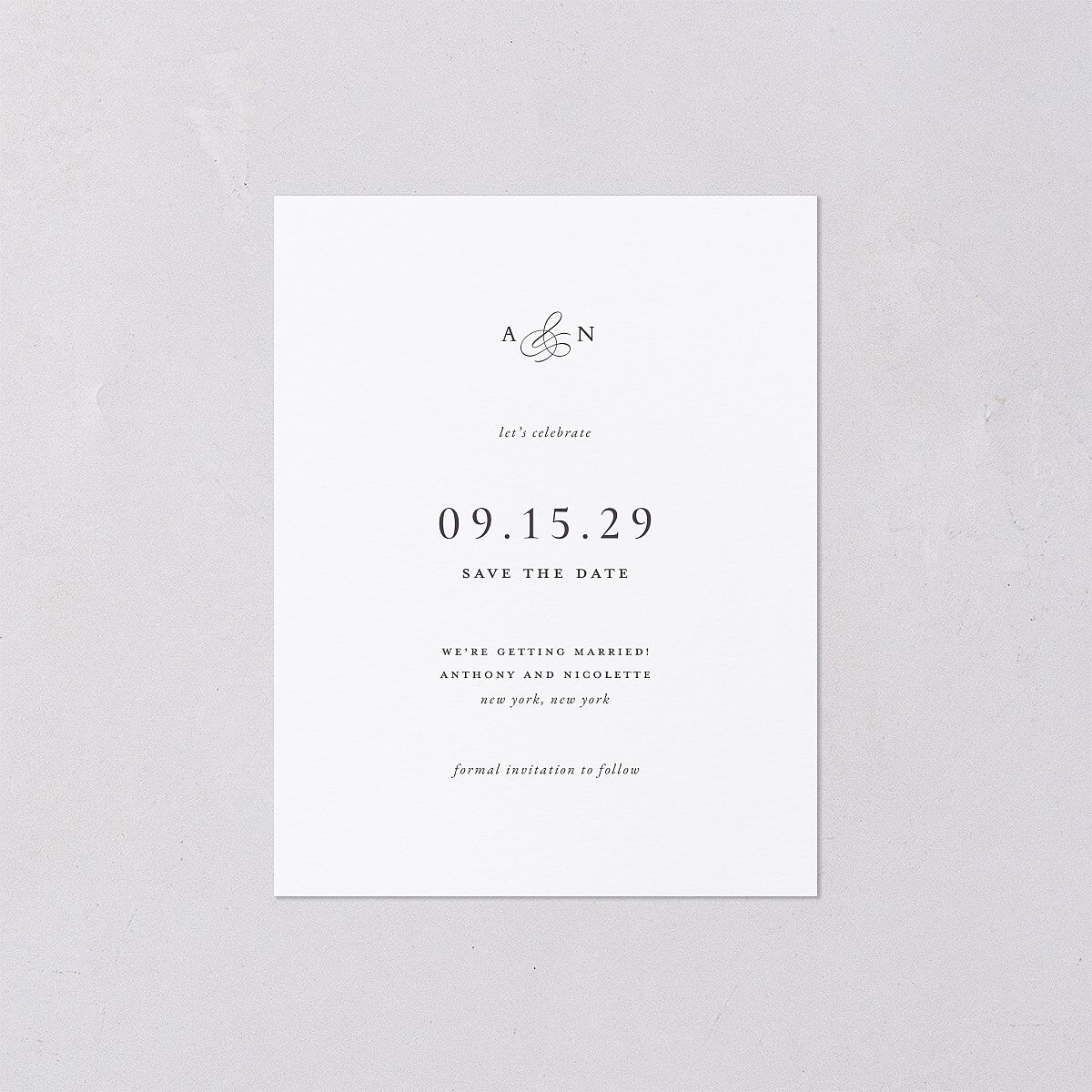 Elegant Photo Monogram Save the Date Petite Cards Pure White Signature smooth Blank Standard No