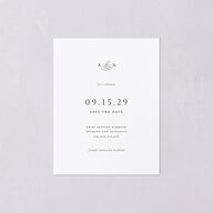 Elegant Photo Monogram Save the Date Petite Cards Pure White Signature smooth Blank Standard No