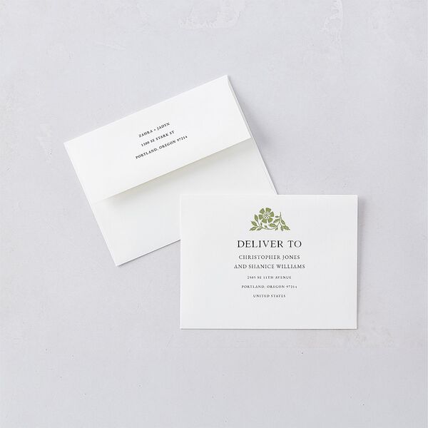 Block Print Thank You Card Envelopes White Meadow Both Recipient and Return Addresses Signature Standard